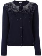 Miu Miu Sequin Stars Cardigan, Women's, Size: 40, Blue, Virgin Wool