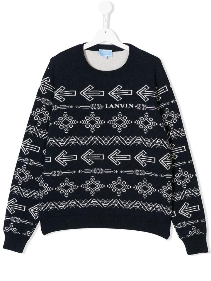 Lanvin Enfant Teen Intarsia Pattern Jumper - Blue