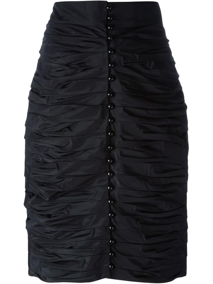 Lanvin Vintage Ruched Pencil Skirt - Black