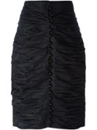 Lanvin Vintage Ruched Pencil Skirt - Black