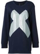 Norma Kamali Reflective 'x' Boyfriend Sweatshirt, Women's, Size: Medium, Blue, Cotton/spandex/elastane/polyester