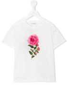 Dolce & Gabbana Kids Tulle Rose T-shirt, Toddler Girl's, Size: 4 Yrs, White