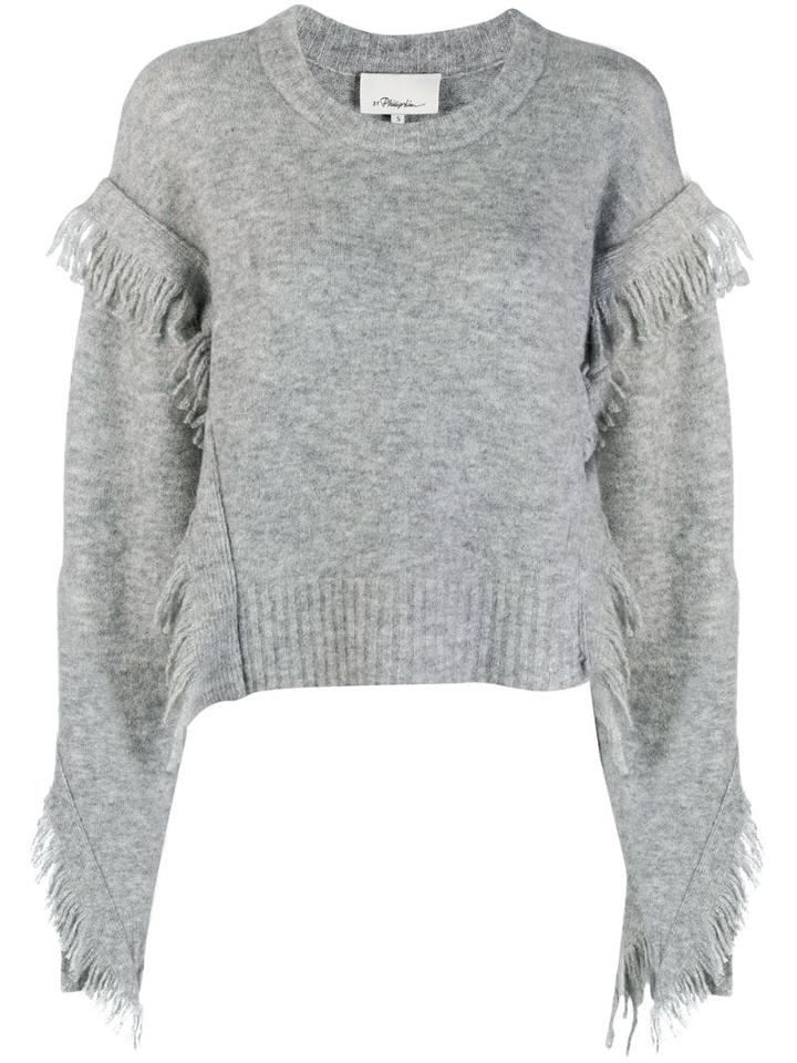 3.1 Phillip Lim Fringed Sleeve Jumper - Grey