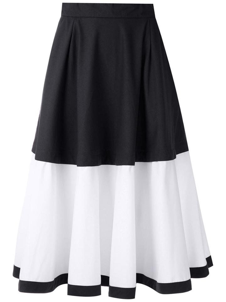 Magrella Two Tone Flared Midi Skirt - Blue
