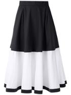 Magrella Two Tone Flared Midi Skirt - Blue