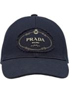 Prada Canvas Baseball Cap With Logo - Blue