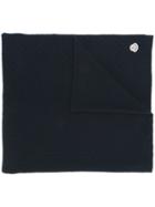 Moncler Logo Patch Scarf, Women's, Blue, Virgin Wool