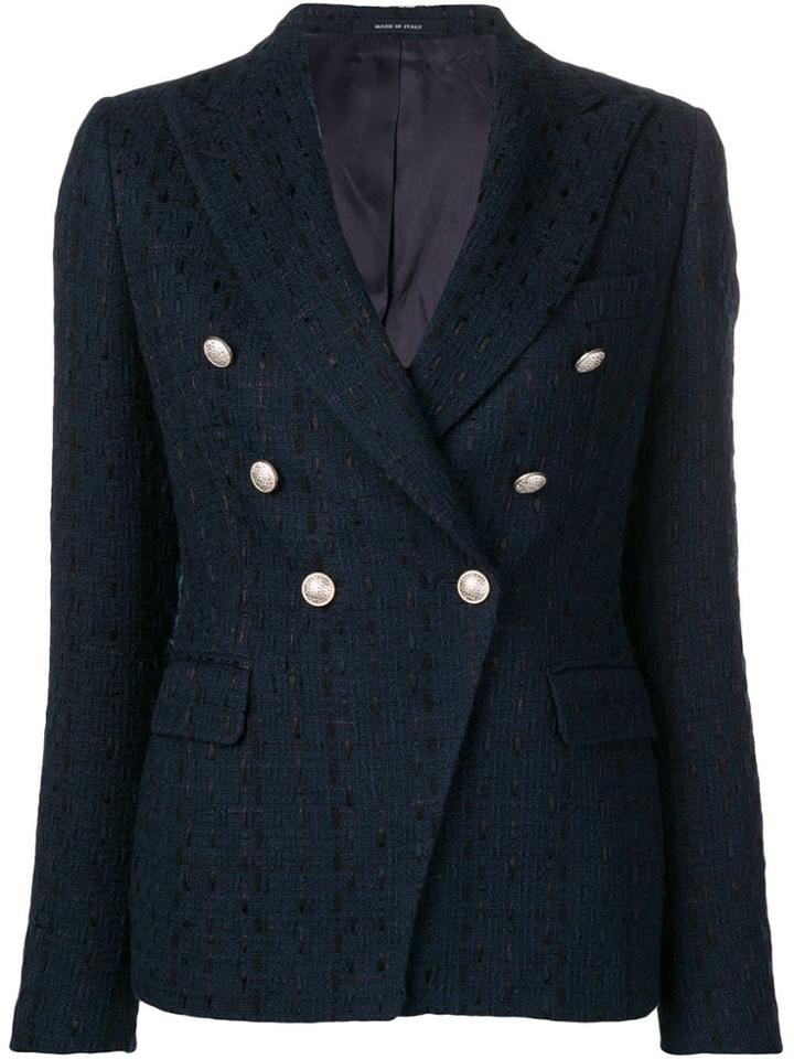 Tagliatore Double-breasted Tweed Blazer - Blue