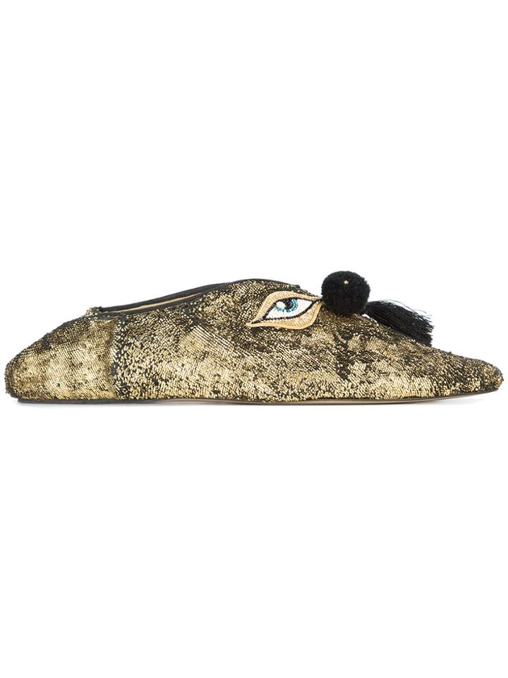 Figue Pointed Eye Motif Sequin Mules - Metallic