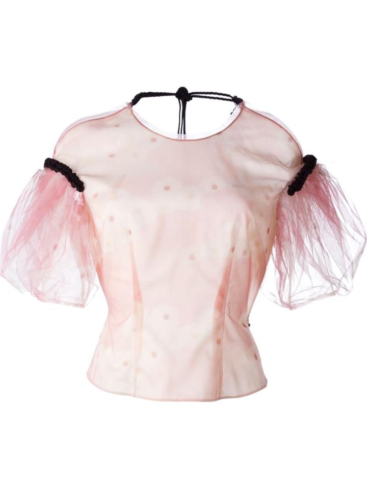 Simone Rocha Tulle Sleeves Top, Women's, Size: 6, Pink/purple, Nylon/viscose/pbt Elite