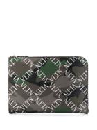 Valentino Camouflage Logo Grid Print Clutch Bag - Green