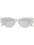 Dior Eyewear Crystal Detail Cat Eye Sunglasses - Silver