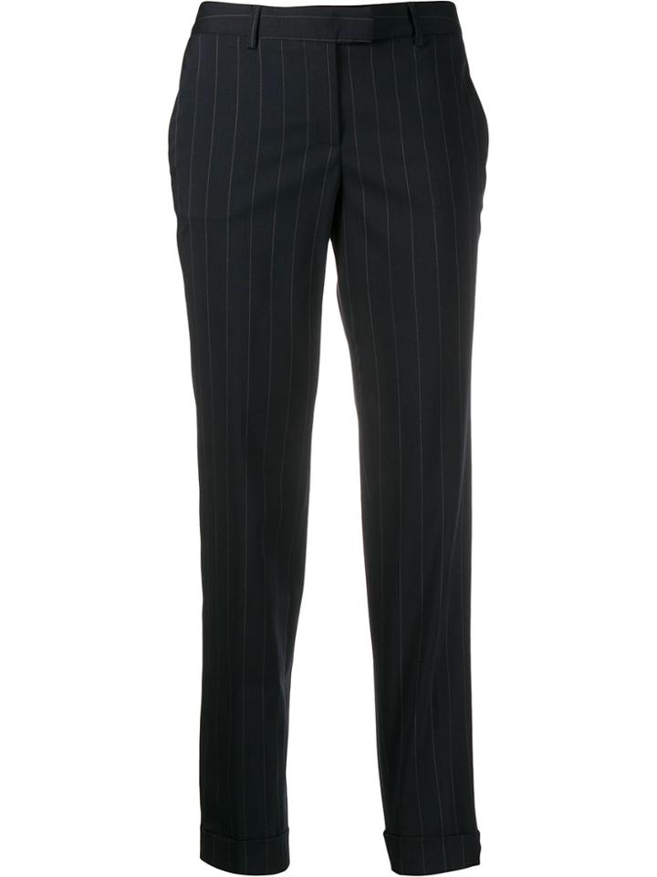 Alberto Biani Pinstripe Cropped Trousers - Blue