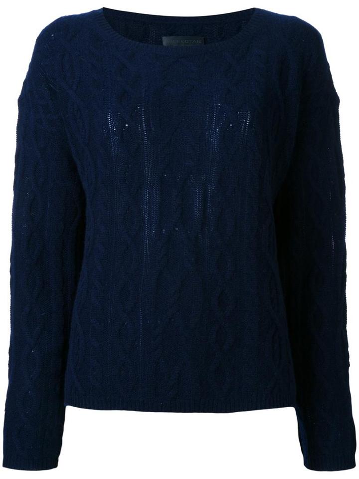 Nili Lotan Thin Cable Knit Jumper, Women's, Size: Small, Blue, Cashmere