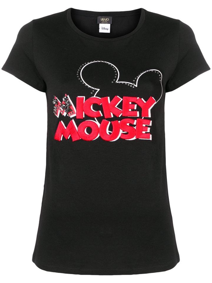 Liu Jo Liu Jo + Disney Embroidered Mickey Mouse Logo T-shirt - Black