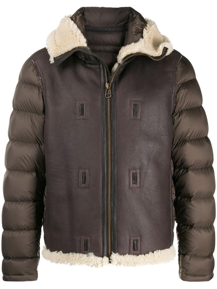 Ten C Puffer Sleeve Down Jacket - Brown