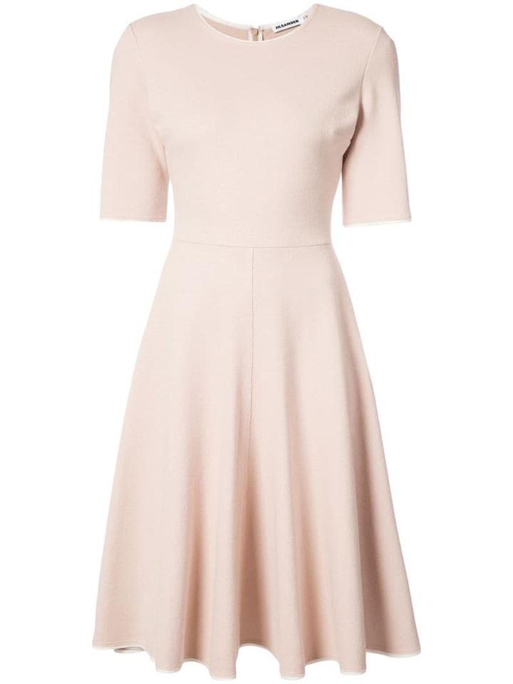 Jil Sander Contrast Piped Trim Midi Dress - Neutrals