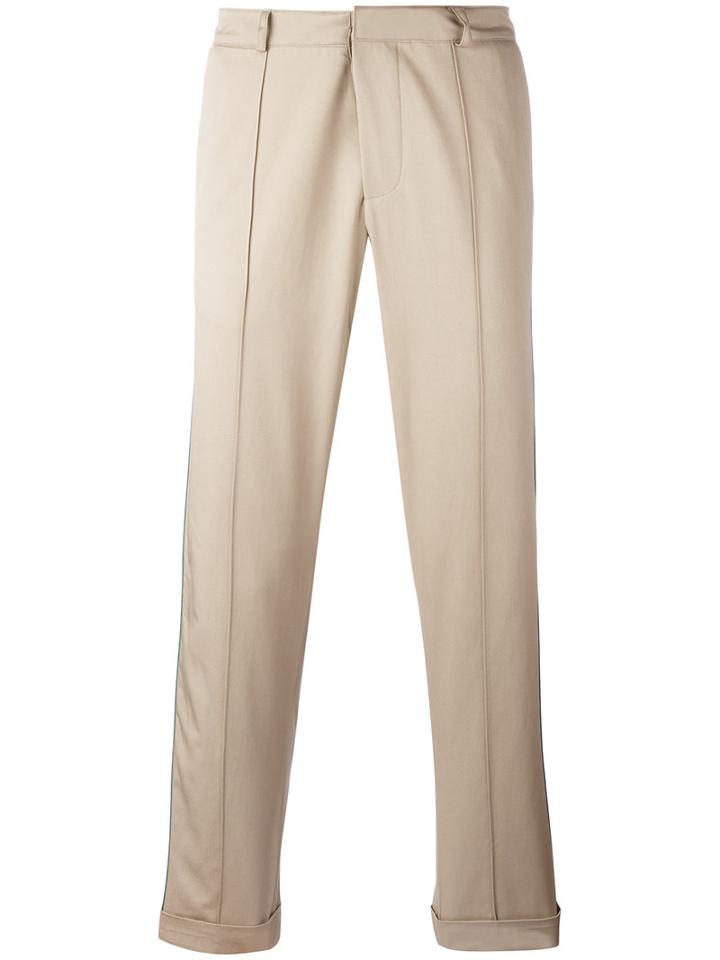 Gcds Striped Sides Cropped Trousers, Men's, Size: Large, Nude/neutrals, Cotton