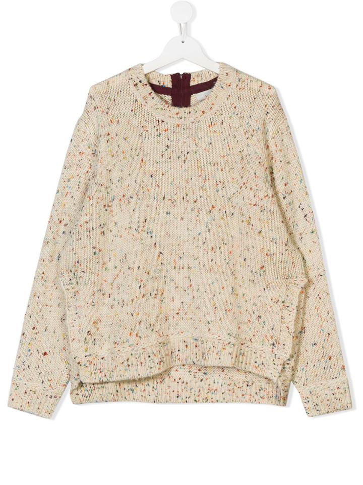 Stella Mccartney Kids Teen Speckled Chunky Knit Jumper - White