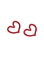 Oscar De La Renta Painted Heart Earrings - Red