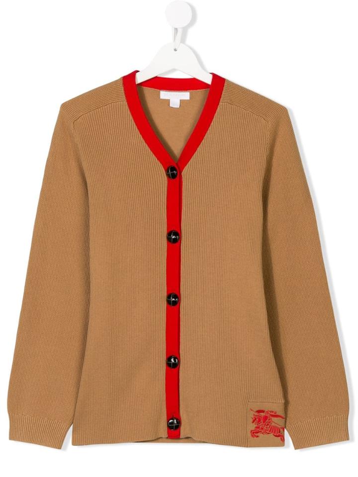 Burberry Kids Teen Logo Cardigan - Brown