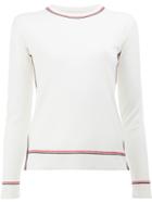 Thom Browne Striped Trim Knitted Top, Women's, Size: 40, White, Wool