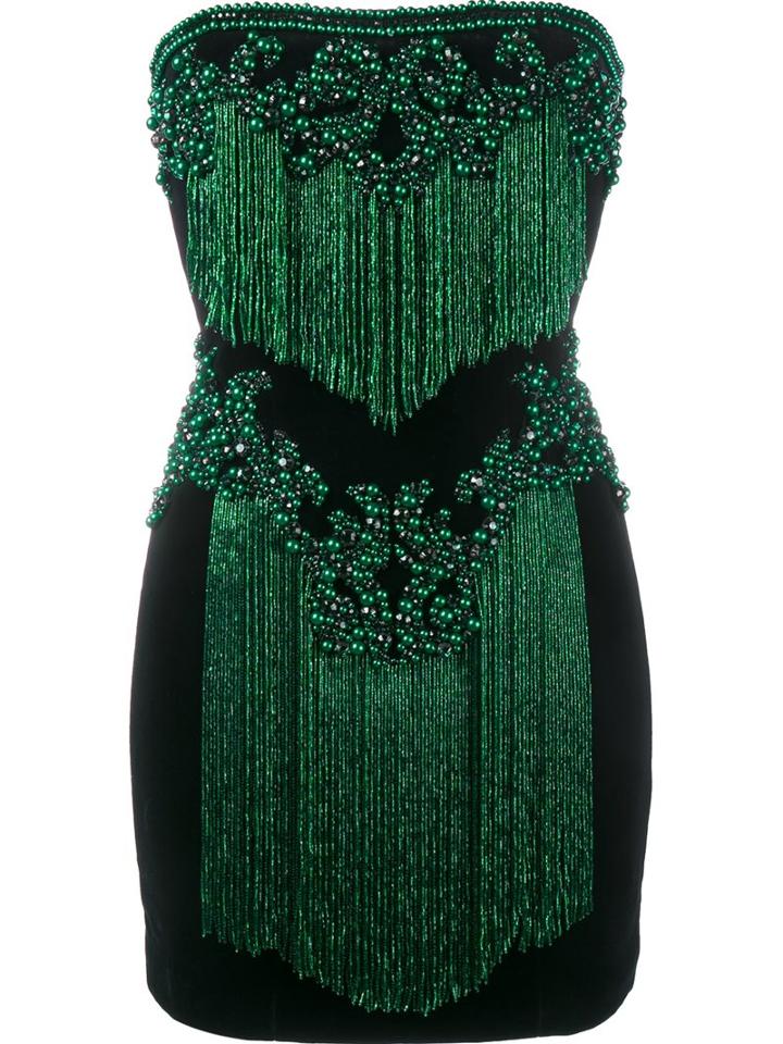 Balmain Strapless Embellished Dress