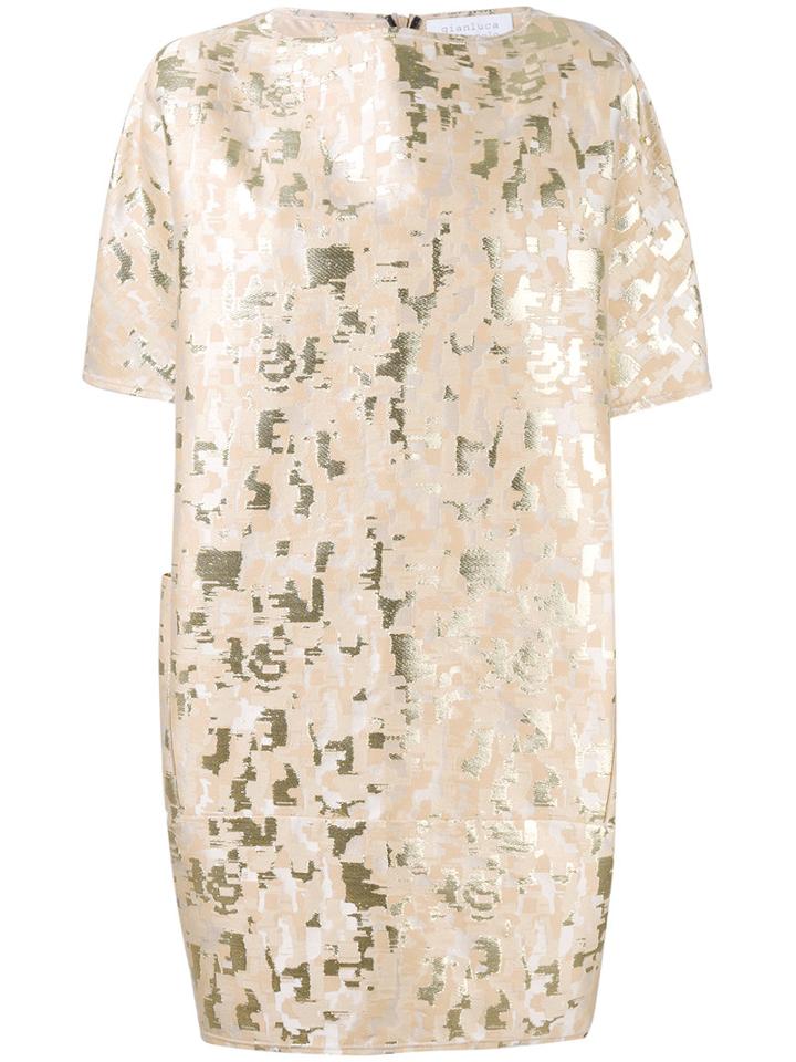 Gianluca Capannolo Jacquard Dress, Women's, Size: 44, Nude/neutrals, Cotton/polyamide/polyester/metallized Polyester