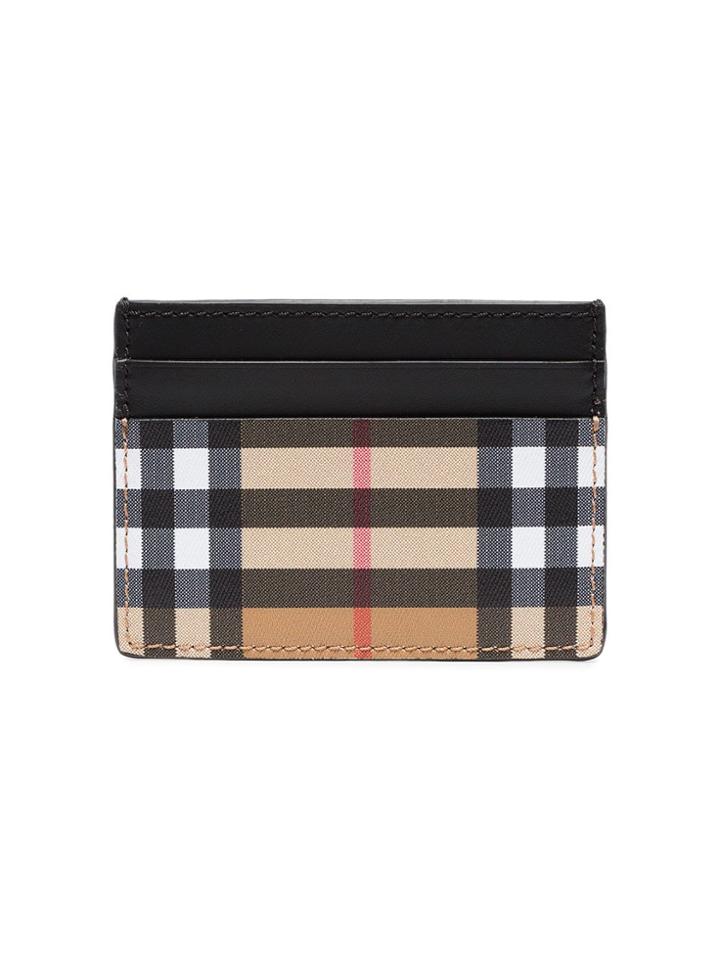 Burberry Check Print Leather Cardholder - Nude & Neutrals