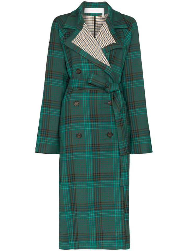 See By Chloé Double-breasted Check Trench Coat - Green