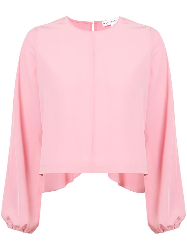 Robert Rodriguez Balloon Sleeve Ruffle Back Top - Pink & Purple