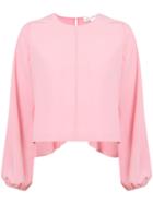 Robert Rodriguez Balloon Sleeve Ruffle Back Top - Pink & Purple