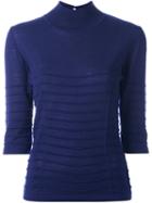 Blumarine Keyhole Back Sweater, Women's, Size: 42, Blue, Virgin Wool