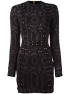 Balmain Lace-up Detailing Fitted Dress, Women's, Size: 36, Black, Polyamide/viscose