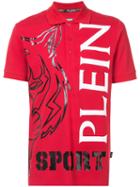 Plein Sport - Logo Print Polo Shirt - Men - Cotton - M, Red, Cotton