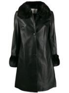 Charlotte Simone Faux Fur Trim Coat - Black