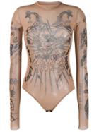 Diesel Printed Long Sleeve Bodysuit - Neutrals