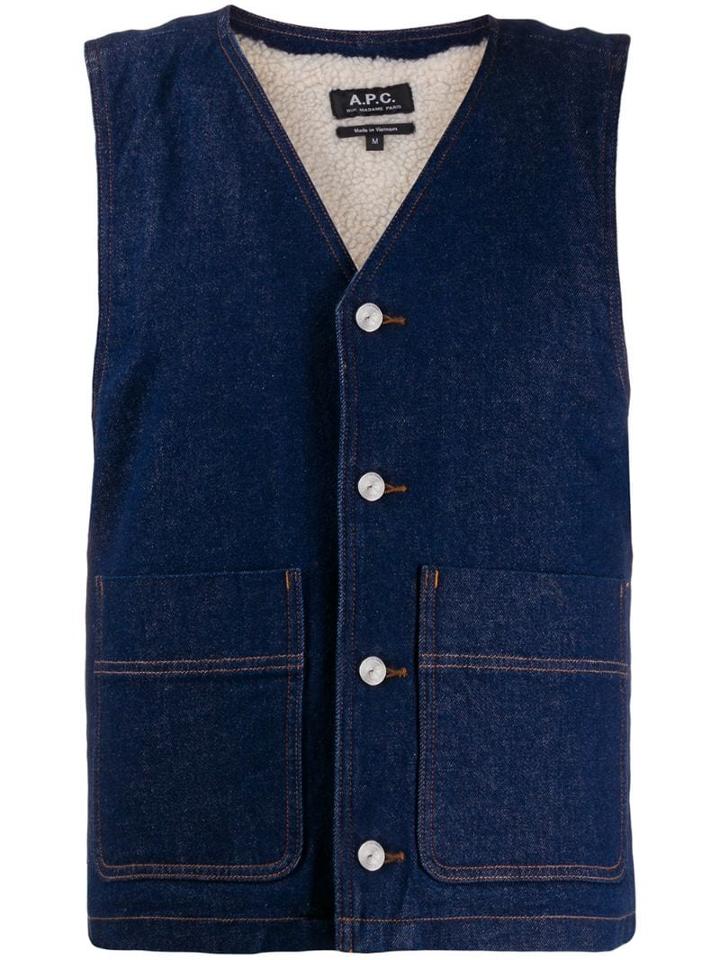 A.p.c. Spud Sleeveless Denim Vest - Blue