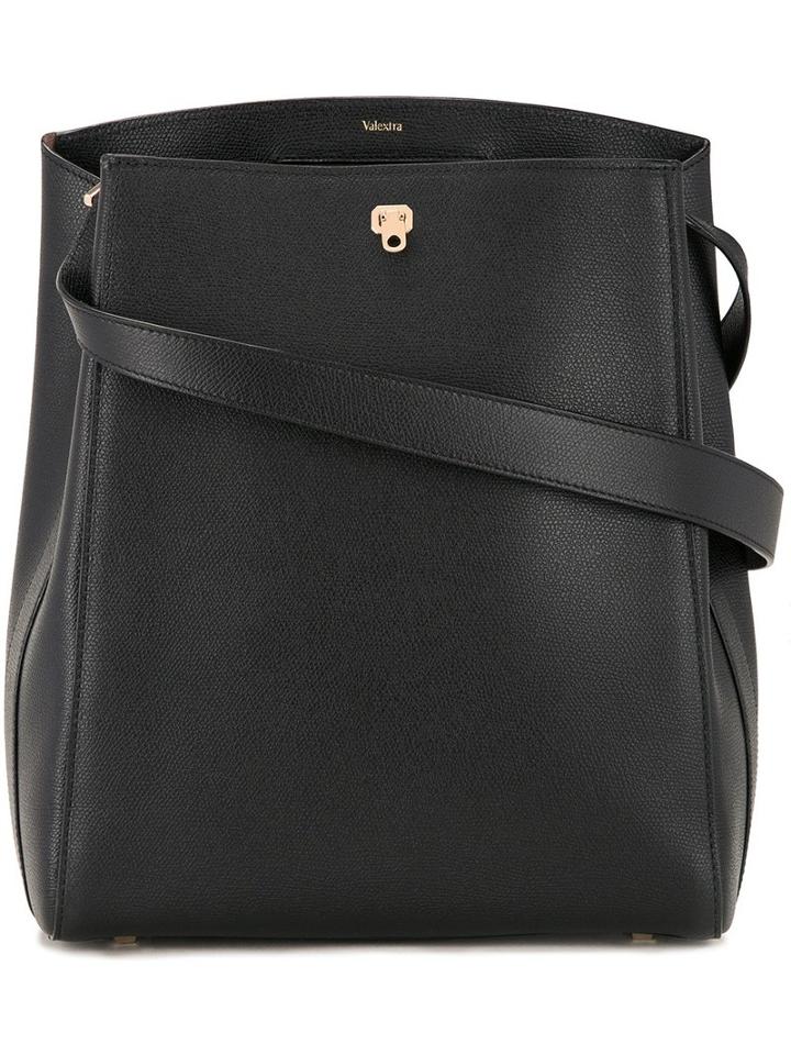 Valextra Structured Shoulder Bag, Women's, Black, Calf Leather