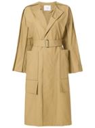 Ujoh Side Slit Collarless Trench Coat - Neutrals