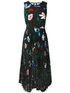 Markus Lupfer - Floral Pleated Dress - Women - Cotton/polyester - M, Black, Cotton/polyester