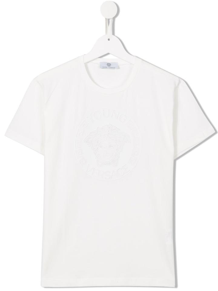Young Versace Medusa Appliqué T-shirt, Boy's, Size: 6 Yrs, White