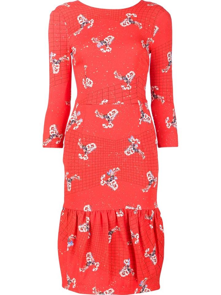 Preen By Thornton Bregazzi Floral Print Dress, Women's, Size: Large, Pink/purple, Viscose/spandex/elastane
