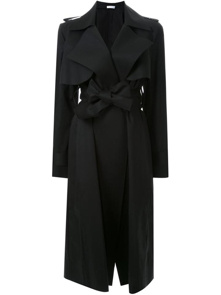 Scanlan Theodore Double Cotton Trench Coat, Women's, Size: 10, Black, Cotton
