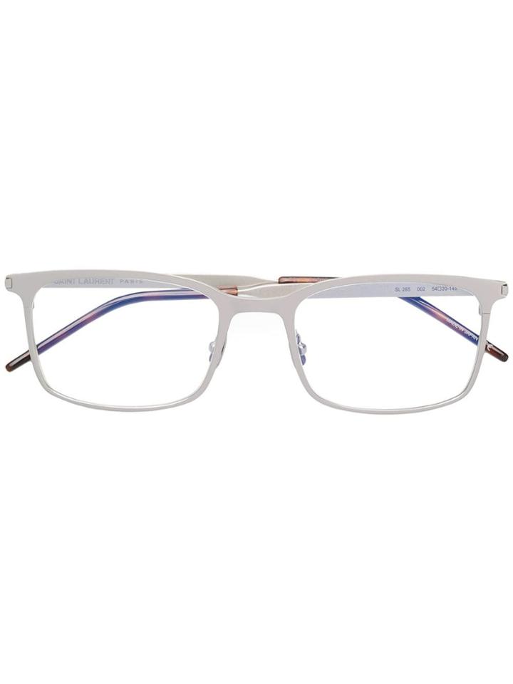 Saint Laurent Eyewear Rectangular Shaped Glasses - Silver