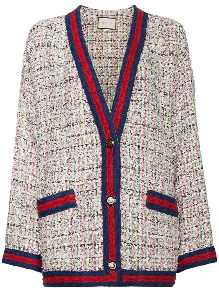 Gucci Tweed Cardigan With Contrast Trim - Multicolour