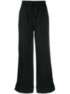 Ganni Pinstriped Wide-leg Trousers - Black