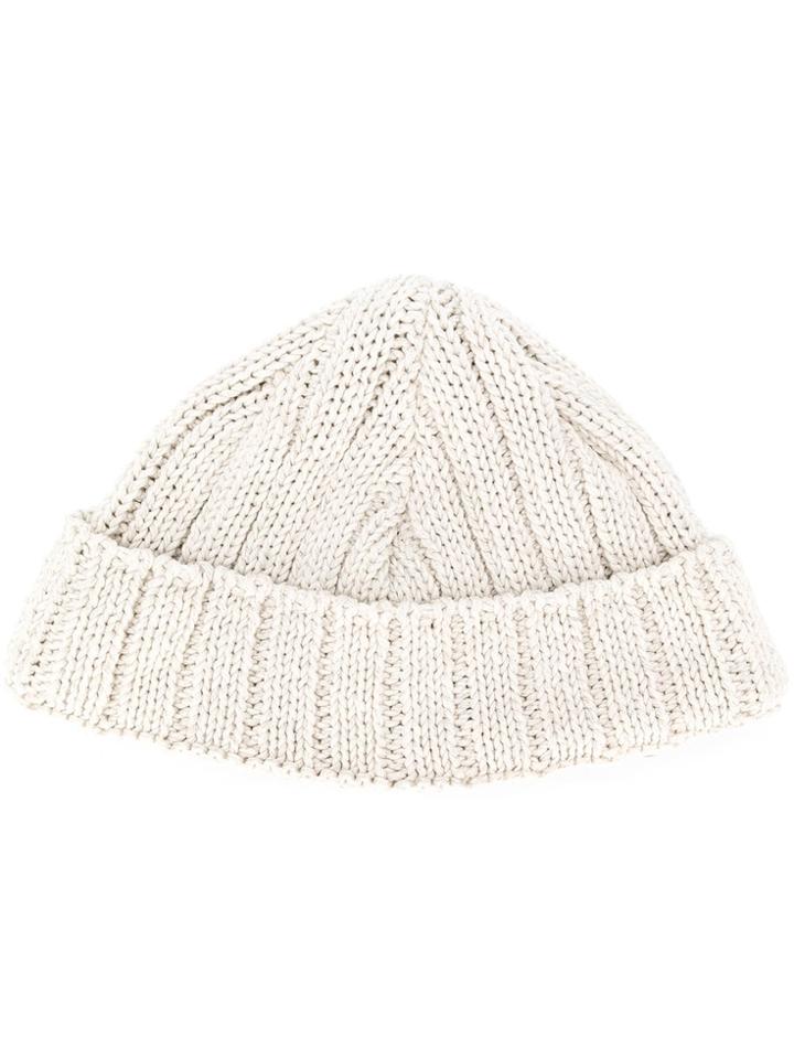 Ami Alexandre Mattiussi Ribbed Beanie - White