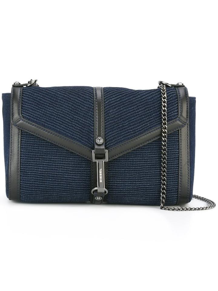 Diesel Ribbed Flap Closure Cross Body Bag, Women's, Blue