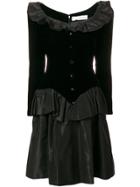 Givenchy Vintage 1985 Ruffled Longsleeved Dress - Black